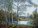 Danielle Coste Tranquillité bleue Huile sur toile